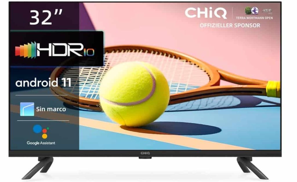 CHiQ L32G7L, Smart TV 32" (80cm), TV con Android 11, Frameless TV, Netflix, Prime Video, Youtube, HDR10, 2.4/5G Wi-Fi, Bluetooth5.0, Chromecast, Google Assistant, DVB-T/T2/S2