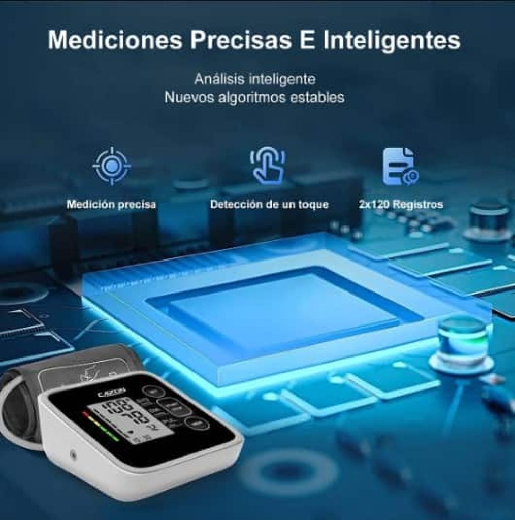 CAZON Tensiómetro de Brazo, Monitor de presión arterial para uso doméstico. Detector electrónico de frecuencia cardíaca con brazalete 22-40cm, 2X120 memoria (Negro)