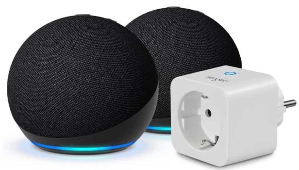 Echo Dot (5.ª generación) | Antracita, pack de 2 + Sengled Smart Plug, compatible con Alexa - Kit de inicio de Hogar digital