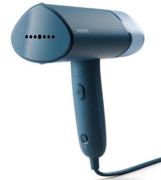 Philips Serie 3000 Plancha vertical - Vaporizador - 1000 W, 20 g/min de vapor, Depósito de agua de 100 ml extraíble, Placa de plástico, Diseño compacto y plegable ideal para viajar, Azul (STH3000/20)
