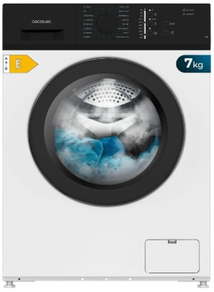 Cecotec Lavadora 7Kg - Carga Frontal Bolero DressCode 720 E. 1200 RPM, Bajo Consumo, DrumClean, 15 Programas, DelayStart 0-24h, KidLock, PreLavado, Sterilization 60ºC, Programa Rápido 15