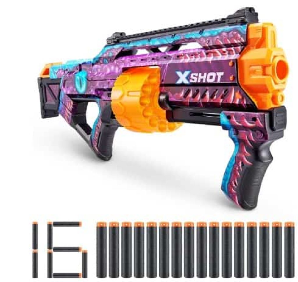 Pistola Lanza Dardos XShot Skins Last Stand, Engima, lanzador de dardos de espuma (16 dardos) para niños, adolescentes y adultos