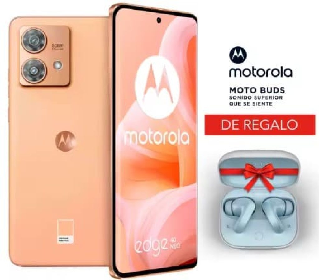 Motorola Edge 40 neo, pantalla 6.55" pOLED 144Hz, IP 68, cámara 50MP, carga 68W, batería 5000 mAh + Moto Buds de regalo