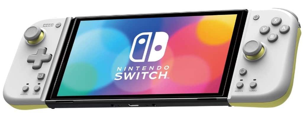 HORI - Mando Split Pad Compact (Gris claro y amarillo) para modo portátil (Nintendo Switch) - Licencia oficial