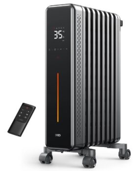 Dreo Radiador de aceite, calentadores radiantes eléctricos de 2000W, 4 modos, protección contra sobrecalentamiento y vuelco, temporizador de 24 horas, silencioso, termostato digital, gran espacio