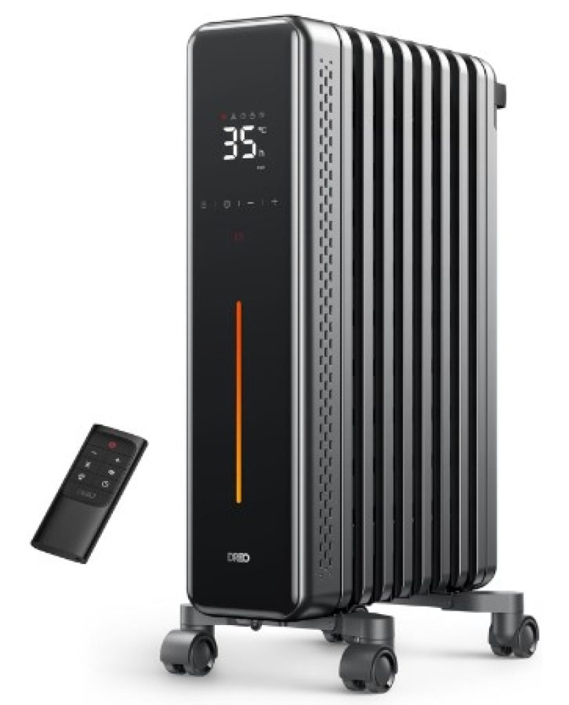 Dreo Radiador de aceite, calentadores radiantes eléctricos de 2000W, 4 modos, protección contra sobrecalentamiento y vuelco, temporizador de 24 horas, silencioso, termostato digital, gran espacio