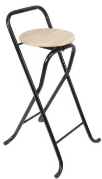 The Secret Home - Taburete Plegable con Respaldo - Silla Plegable de Metal y Madera