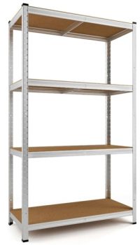 T-LoVendo - Estantería Metálica Almacenaje de Acero Galvanizado + 4 Baldas MDF, 140x70x30 cm