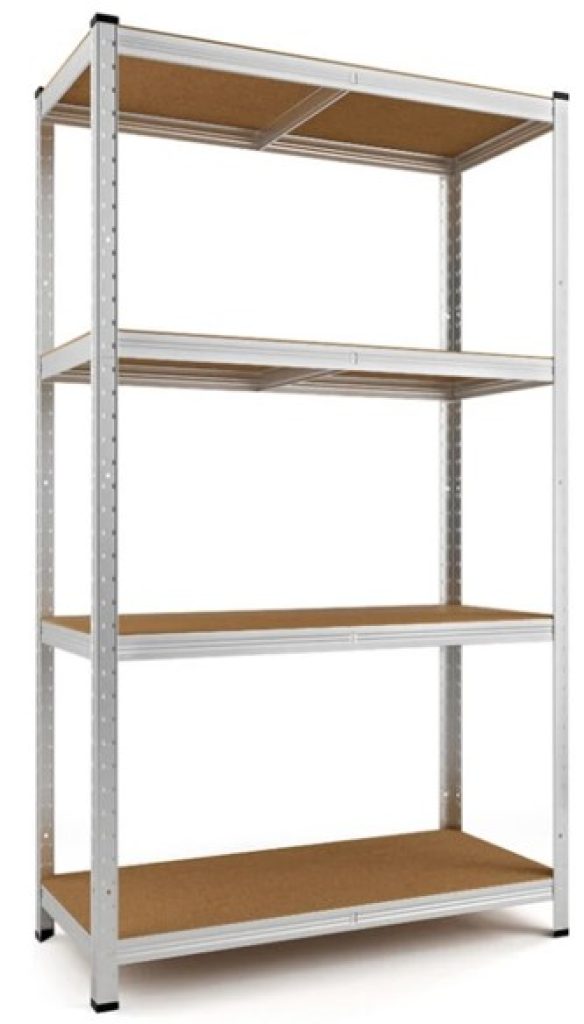 T-LoVendo - Estantería Metálica Almacenaje de Acero Galvanizado + 4 Baldas MDF, 140x70x30 cm