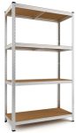 T-LoVendo - Estantería Metálica Almacenaje de Acero Galvanizado + 4 Baldas MDF, 140x70x30 cm