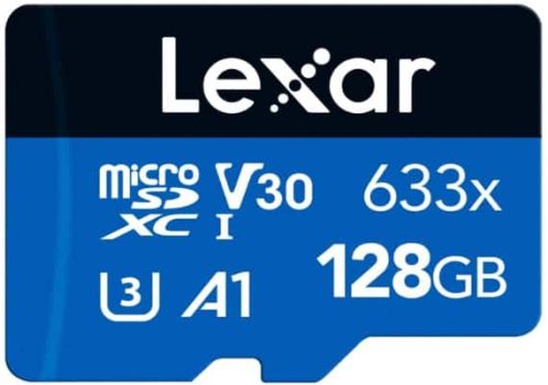 Lexar 633x Tarjeta Micro SD 128 GB, Tarjeta Memoria microSDXC UHS-I, con Adaptador SD, hasta 100 MB/s de Lectura, A1, C10, U3, V30, Tarjeta TF (LMS0633128G-BNAAA)