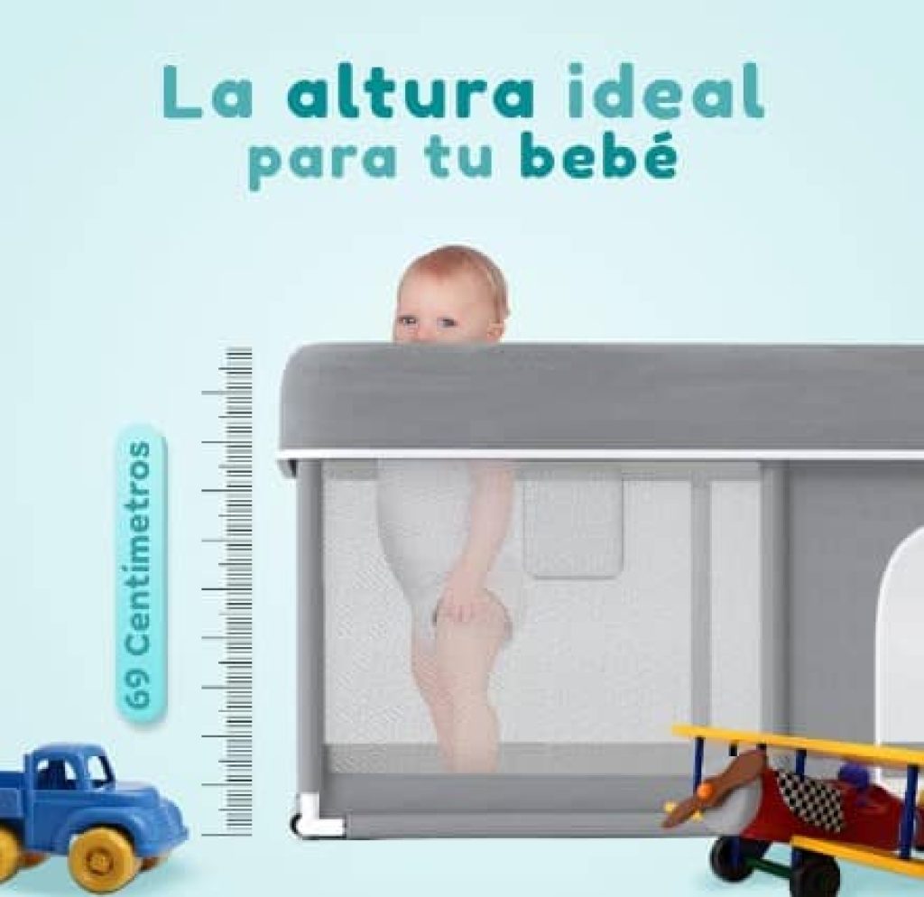 Parque Infantil para Bebés 120x120cm + Alfombra Bebe + 2 Agarraderas – Parque de Juego para Bebés Plegable – Playpen Bebe 