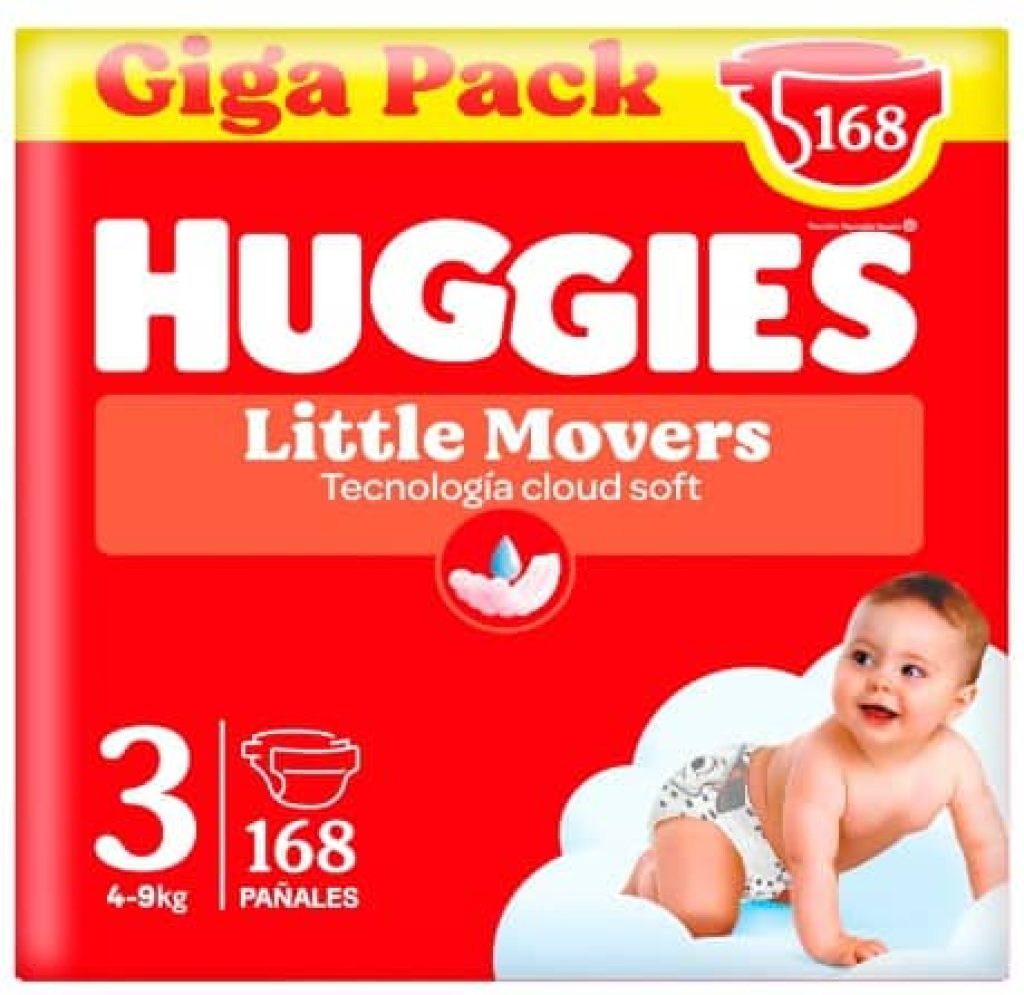 Huggies Ultra Comfort - Little Movers Pañal para bebé con diseños Disney Talla 3 (4-9 kg), 3 packs x 56 pañales, Total 168 Pañales, comodidad para la piel 24/7