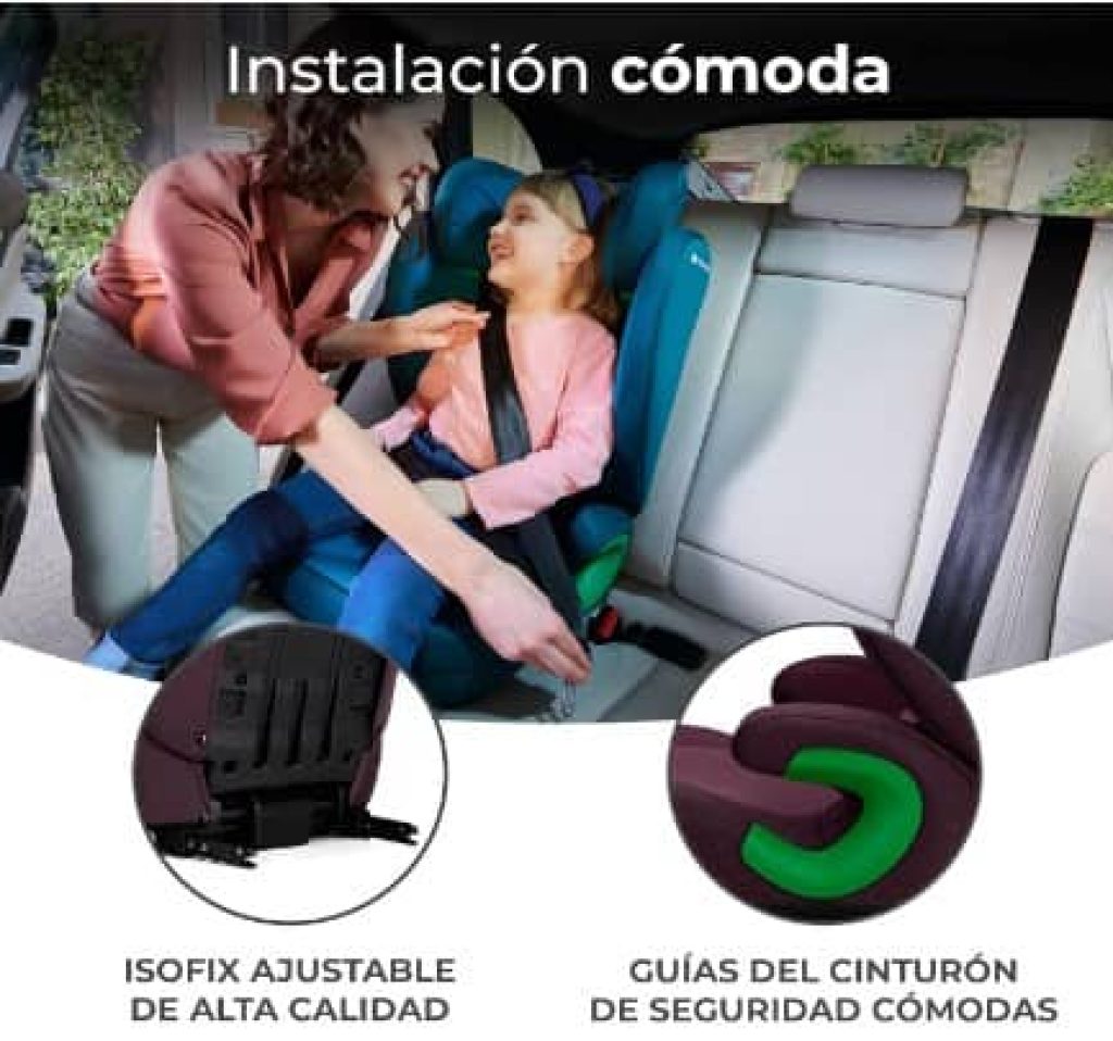 Kinderkraft JUNIOR FIX Silla coche Isofix, I-SIZE - Silla universal de cochepara bebé y niños, Sillade, Cinturón, Grupo 2/3, de 15 a 36 kg