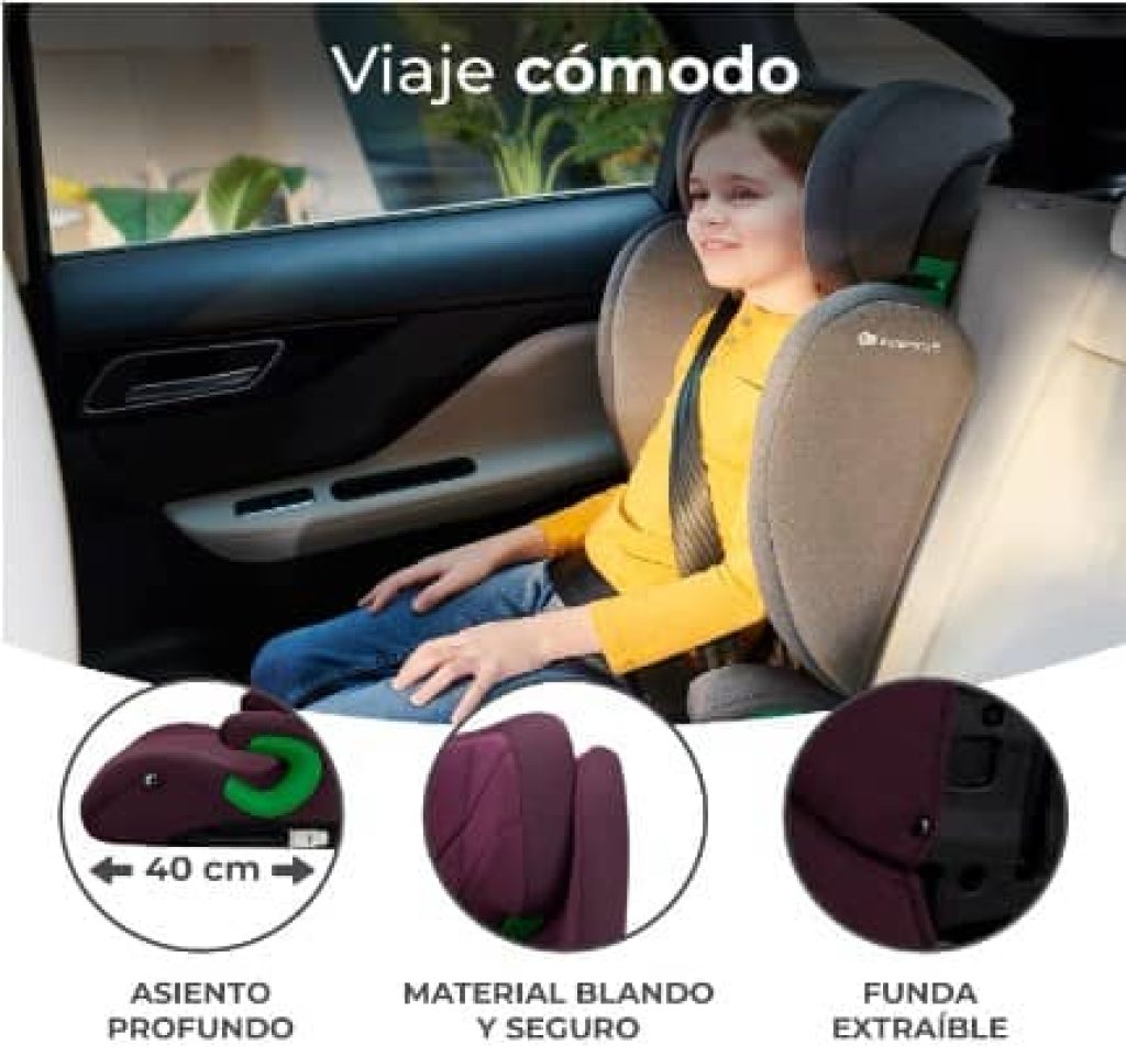 Kinderkraft JUNIOR FIX Silla coche Isofix, I-SIZE - Silla universal de cochepara bebé y niños, Sillade, Cinturón, Grupo 2/3, de 15 a 36 kg