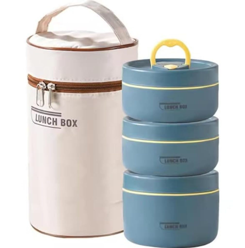 Juego De Contenedores De Almuerzo Portátiles Con Caja Térmica Acero Inoxidable Resistente Al Microondas