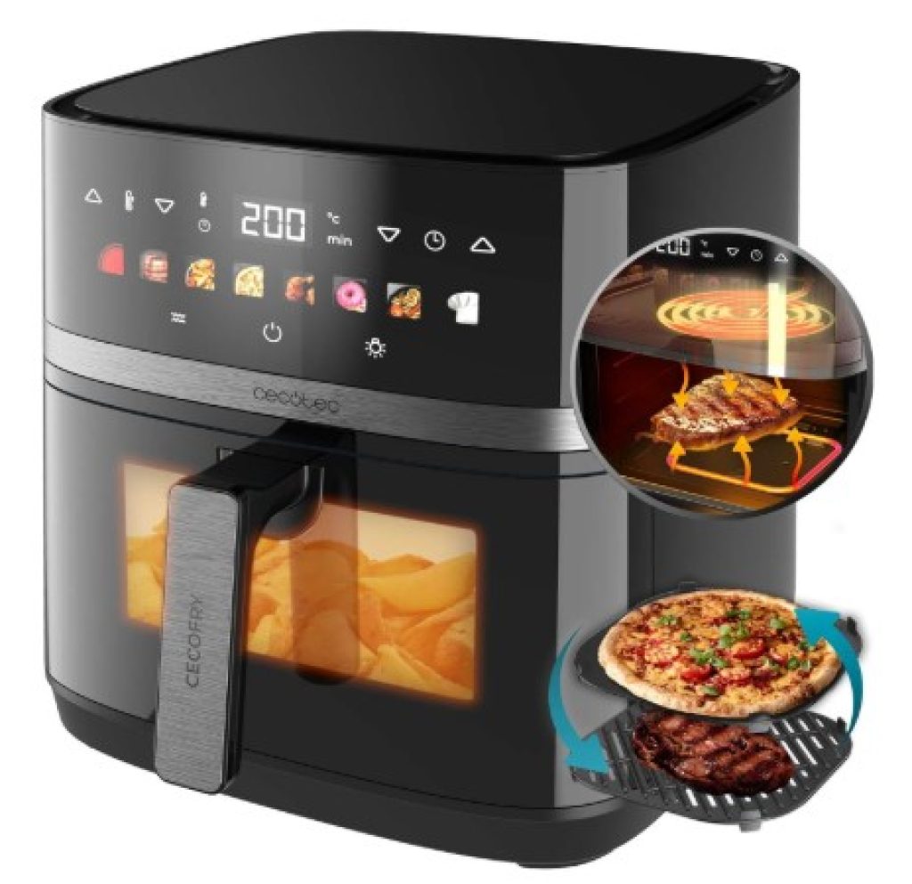 Cecotec Freidora de Aire sin Aceite 8L Plancha Grill Doble Resistencia Air Fryer Cecofry&Grill Duoheat 8000