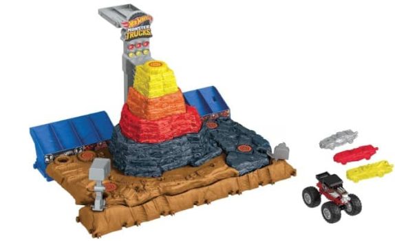 Hot Wheels Monster Trucks Arena World Pista Central Aplastar y Destruir Bone Shaker Pista para Coches de Juguete, +3 años (Mattel HNB96)