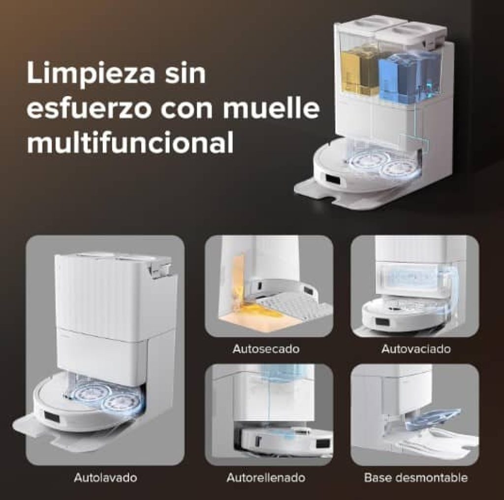 Roborock Qrevo S-Set Aspiradora Robot, 7000Pa, Autovaciado, Base multifunción, Control Inteligente