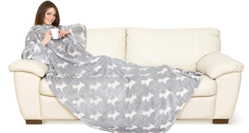 Kanguru 1113 Manta con Mangas en Poliester, Gris/Blanco, talla única