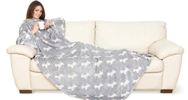 Kanguru 1113 Manta con Mangas en Poliester, Gris/Blanco, talla única