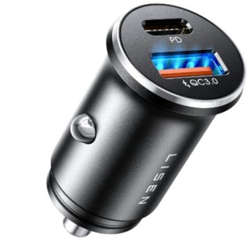 Cargador Coche Carga Rapida USB C 36W+USB A 18W Cargador Mechero USB Movil Coche LISEN