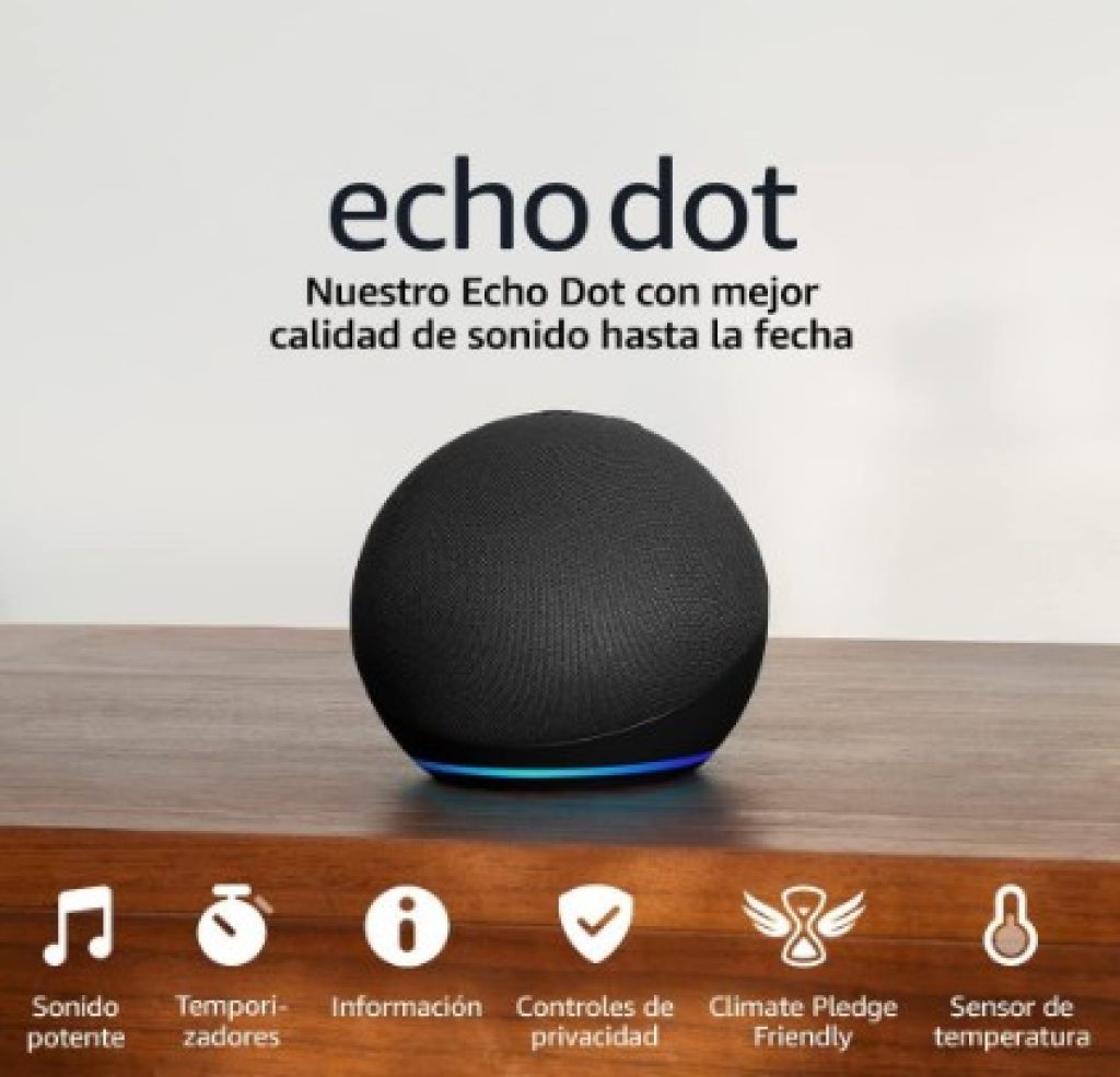 Echo Dot (5.ª generación, modelo de 2022) | Altavoz inteligente wifi y Bluetooth con Alexa, con sonido más potente y de mayor amplitud | Antracita