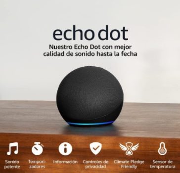 Echo Dot (5.ª generación, modelo de 2022) | Altavoz inteligente wifi y Bluetooth con Alexa, con sonido más potente y de mayor amplitud | Antracita