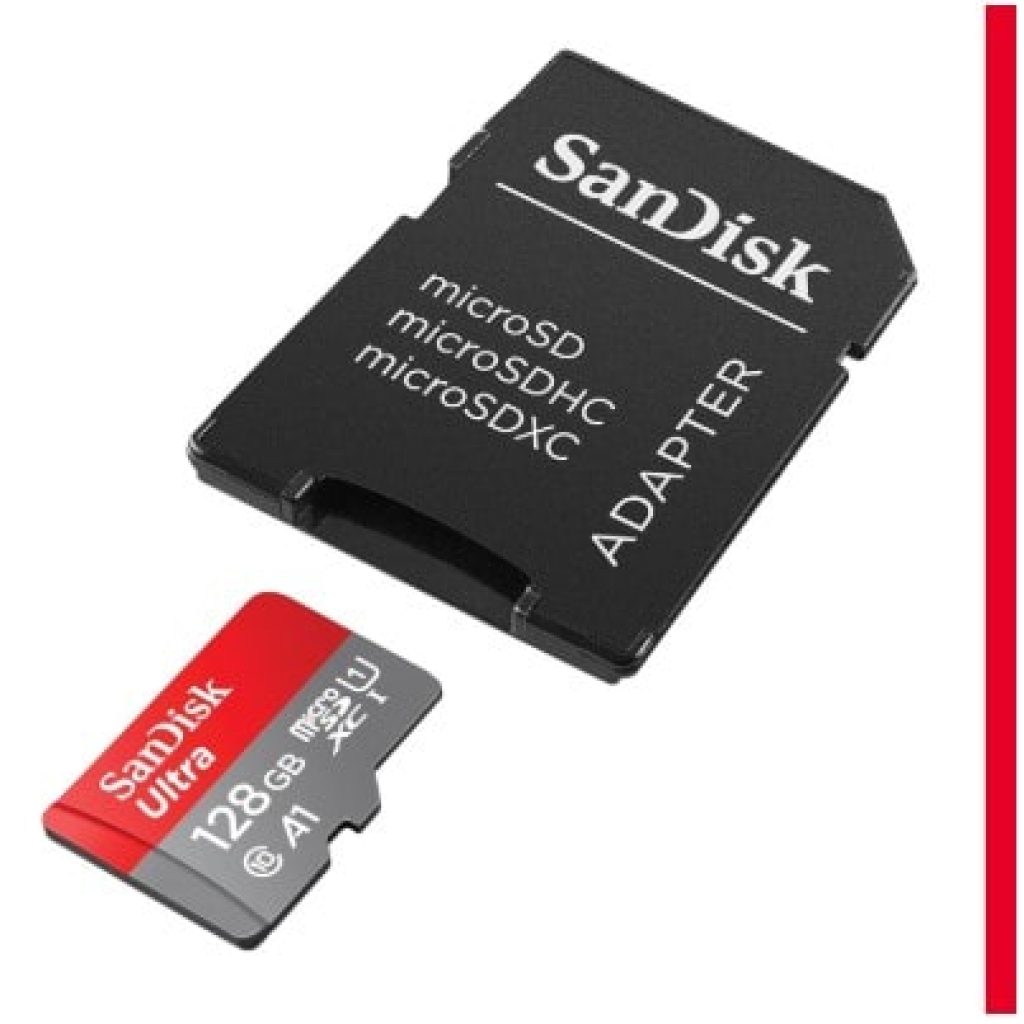 SanDisk 128GB Ultra, Tarjeta de memoria microSDXC, hasta 140 MB/s + adaptador SD, con Clase A1 de rendimiento de las aplicaciones, UHS-I Class 10 U1