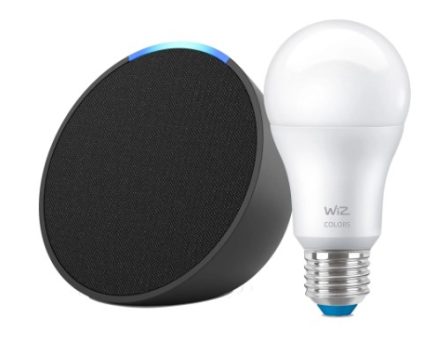 Altavoz inteligente - Amazon Echo Pop + Bombilla Wiz, Bluetooth con Alexa, en oferta en mediamarkt por black friday