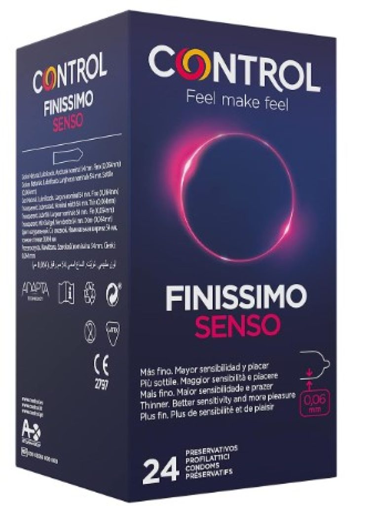 Control Preservativos Finissimo Senso. Caja Pack Ahorro 24 Condones Lubricados Más Fino. Con Ajuste Perfecto para Mayor Sensibilidad y una Relación de Sexo Segura.