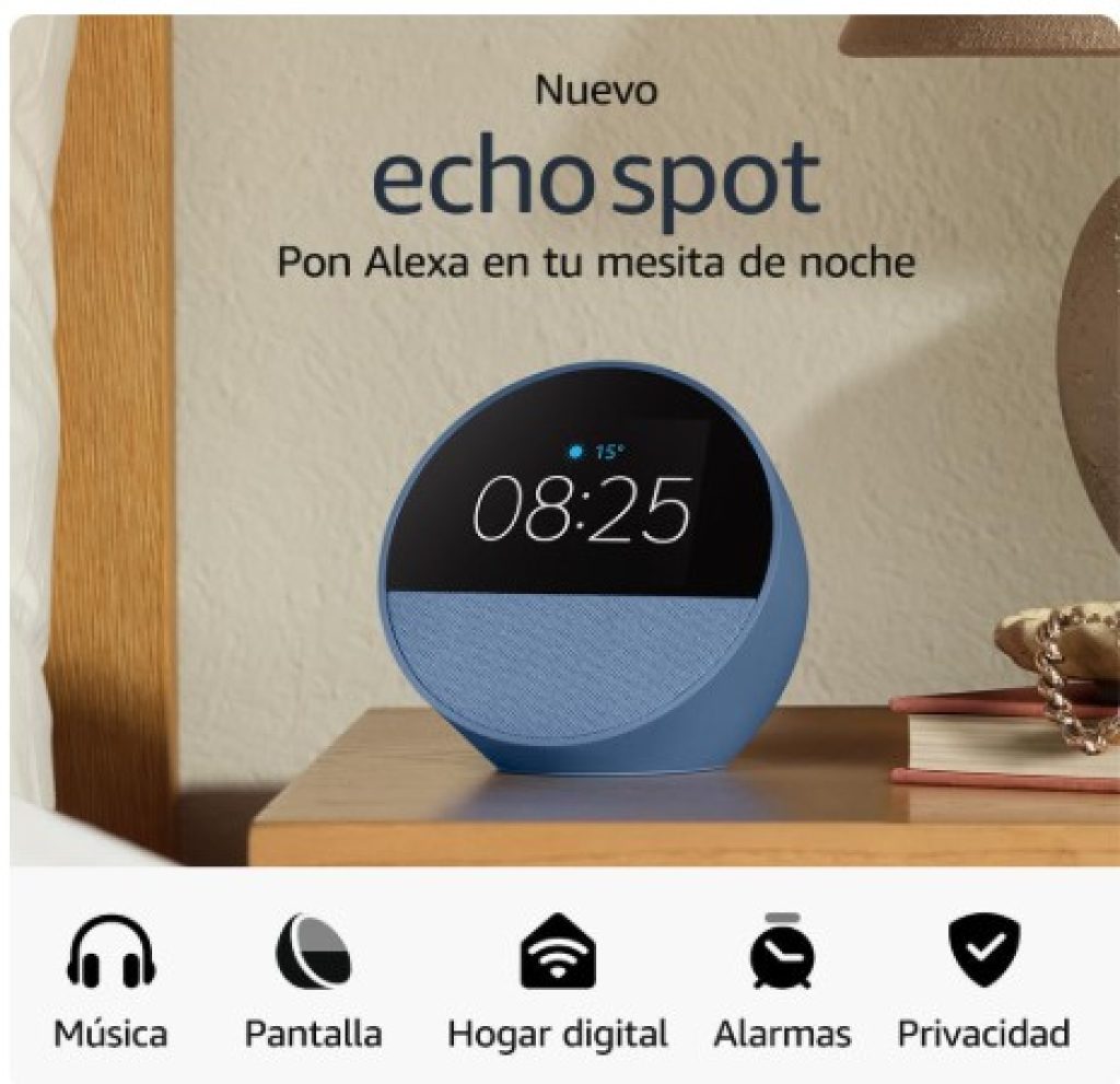 Nuevo Amazon Echo Spot (modelo de 2024) | Despertador inteligente con sonido de calidad y Alexa | Azul