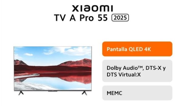 TV QLED 55 - Xiaomi A Pro 2025 55​ pulgadas, Pantalla QLED 4K, Dolby Audio™, DTS-X y DTS Virtual:X, MEMC