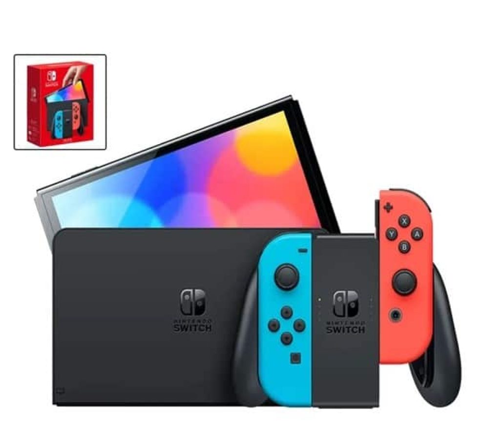 Consola de juegos OLED Nintendo Switch, juego de pantalla táctil de 7 pulgadas y 3 modos de juego, blanco, azul y rojo, 64GB