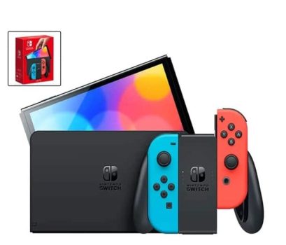 Consola de juegos OLED Nintendo Switch, juego de pantalla táctil de 7 pulgadas y 3 modos de juego, blanco, azul y rojo, 64GB