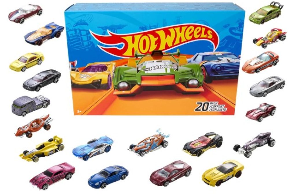 Hot Wheels - Pack De 20 coches de juguetes , modelos surtidos , escala 1:65 con detalles realistas (Mattel DXY59)