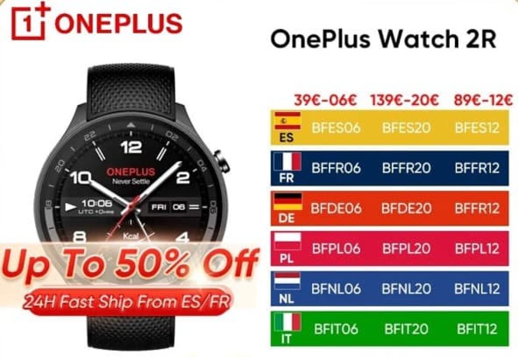 OnePlus-reloj inteligente OnePlus 2R, dispositivo con Pantalla AMOLED de 2024 pulgadas, Snapdragon W5 Gen 1 + BES2700, batería de 1,43 H, WiFi, so Wear by Google GPS, 100