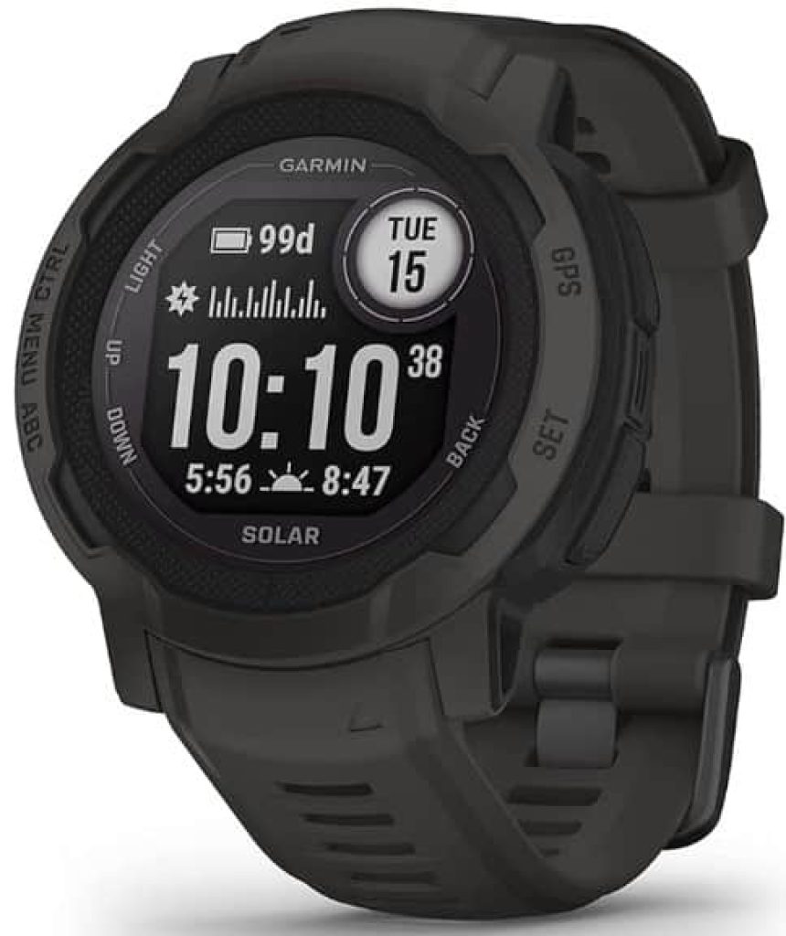 Garmin Instinct 2 Solar, Reloj Inteligente con GPS Resistente al Agua, Carga Solar, Funciones Deportivas, Pulsioximetría, Puntuación de Sueño y Notificaciones del Smartphone, Negro
