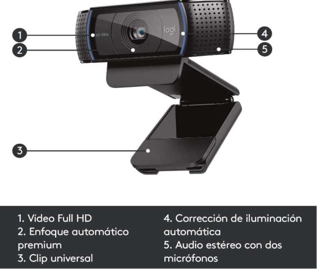Logitech C920 HD Pro Webcam,Videoconferencias1080p/30 fps,Sonido Estéreo,Corrección de Iluminación HD,Skype/Hangouts/FaceTime, PC/Mac/Android/Chromebook, Funcionan con Teams, Google Meet, Zoom-Negro en oferta en amazon.