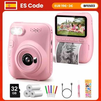 Cámara de impresión instantánea para niños, cámara Digital de 3,0 "para 6-12 años, 32MP, HD, 1080P, con 3 rollos de papel de impresora