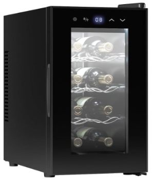 Cecotec Vinoteca 8 Botellas Bolero Grandsommelier 830 coolcrystal, Enfriamiento termoeléctrico, Temperatura regulable entre 8-18ºC, Control táctil y display, LED interior, Gas no nocivo.