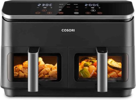 Cosori Freidora de Aire con Doble Cesta 8,5L Air Fryer, Capacidad Adecuada, 10 en 1