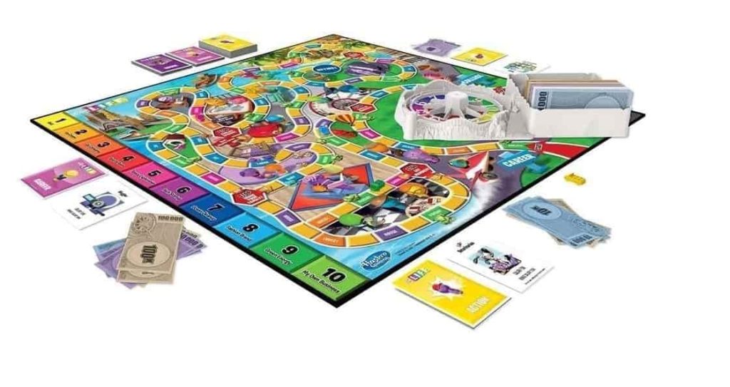 Juego The Game of Life, Juego de Mesa para la Familia de 2 a 4 Jugadores, para niños a Partir de 8 años, Incluye Clavijas de Colores