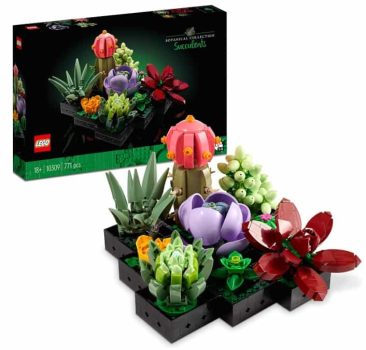 LEGO Icons Suculentas, Maqueta de Plantas Artificiales para Construir, Decoración para Casa, Manualidades para Adultos, Colección Botanical, Kit de Ramo de Flores, Regalo para Mujeres y Hombres 10309