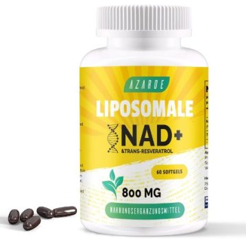 NAD+ liposomal y Trans-Resveratrol 800mg cápsulas blandas, alternativa al NMN más eficiente que el NMN, alta absorción, suplemento real de NAD+ para la reparación celular (60 unidad (Paquete de 1))