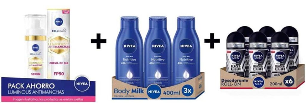 Pack ahorro cuidado facial antimanchas Nivea: Crema de día + sérum + Nivea Body Milk 400ml