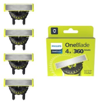 Pack 4 Cuchillas de Repuesto Philips QP440/50 OneBlade 360, compatible con todos los Philips OneBlade