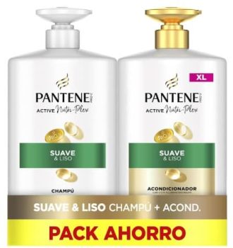 Pantene Pro-V Suave Y Liso Champú 1000ml Y Acondicionador 800ml, Con Dispensador