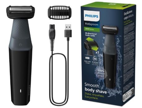 Philips BG3017/01 Afeitadora Corporal Masculina, Bodygroom Serie 3000, Impermeable, con 1 Peine-guía, 50 min de Autonomía