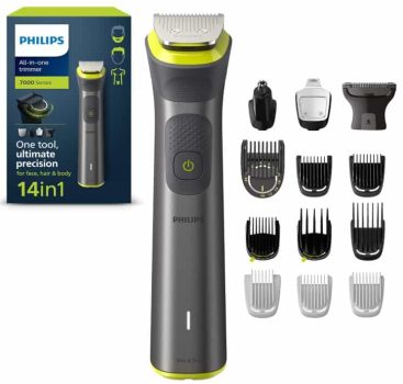 Philips Recortadora de Barba Serie 7000, Máquina Cortar Pelo, Cortapelos Hombre, Kit 14 en 1 Para Cara, Pelo, Orejas, Nariz y Cuerpo,120min de uso, En Seco y Húmedo, Recargable, Funda, MG7930/15